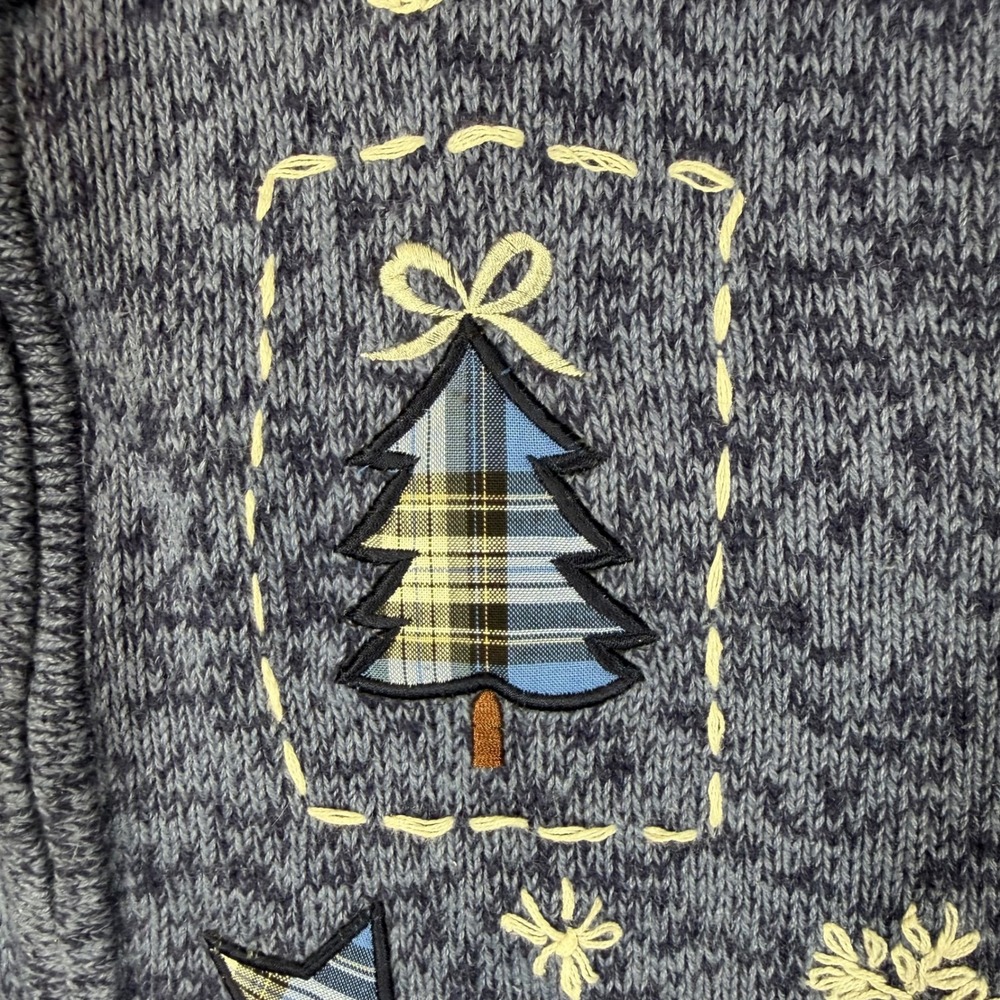 Bobbie Brooks Christmas Sweater Vest Womens XL Deep Navy Zip Front Santa Sleigh - Picture 10 of 14
